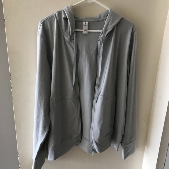 Yogalicious Lux Heather Gray Zip Front Drawstring  Long-sleeve Hoodie Sz XXL - Picture 4 of 16